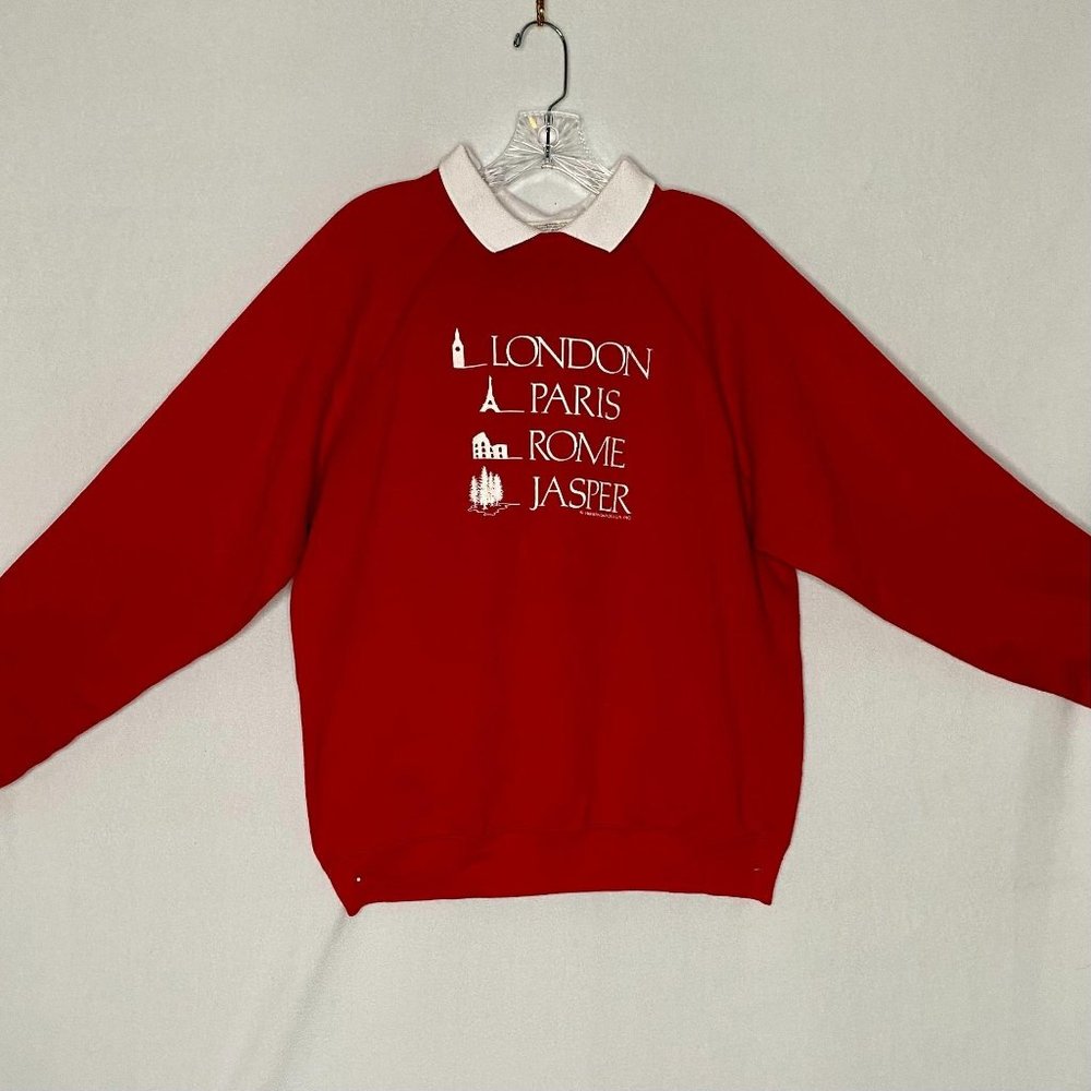 90s  "London, Paris, Rome  Jasper"preppy crew neck